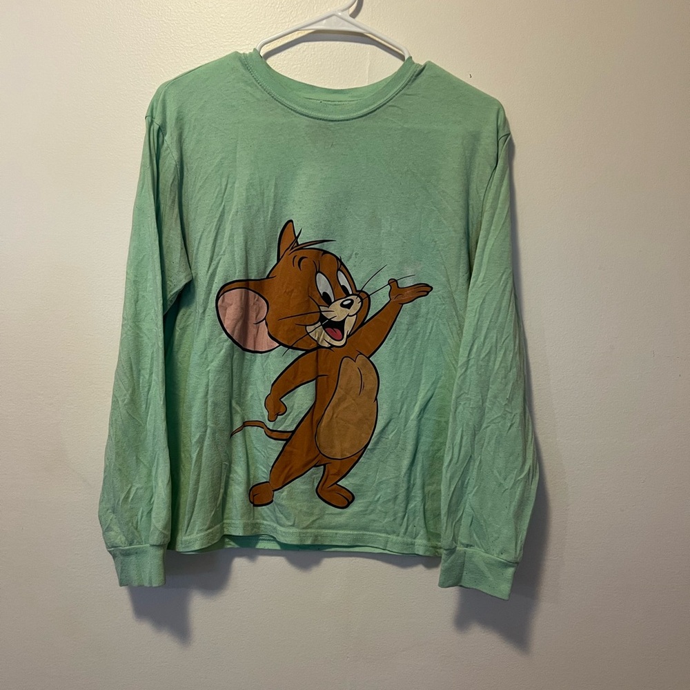 Tom and Jerry Green Cartoon Character Long Sleeve Shirt